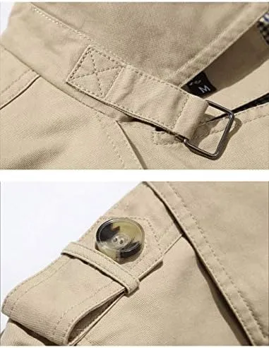 Dark Green Men's Windbreaker Notched Lapel Trench Coat