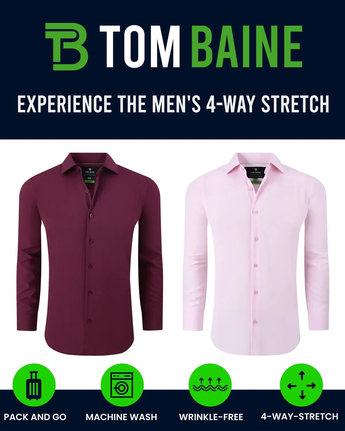 Men's Performance Stretch Solid Shirt Light Pink