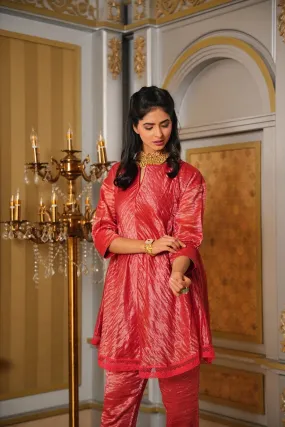 Red Chanderi Silk Co-ord Set