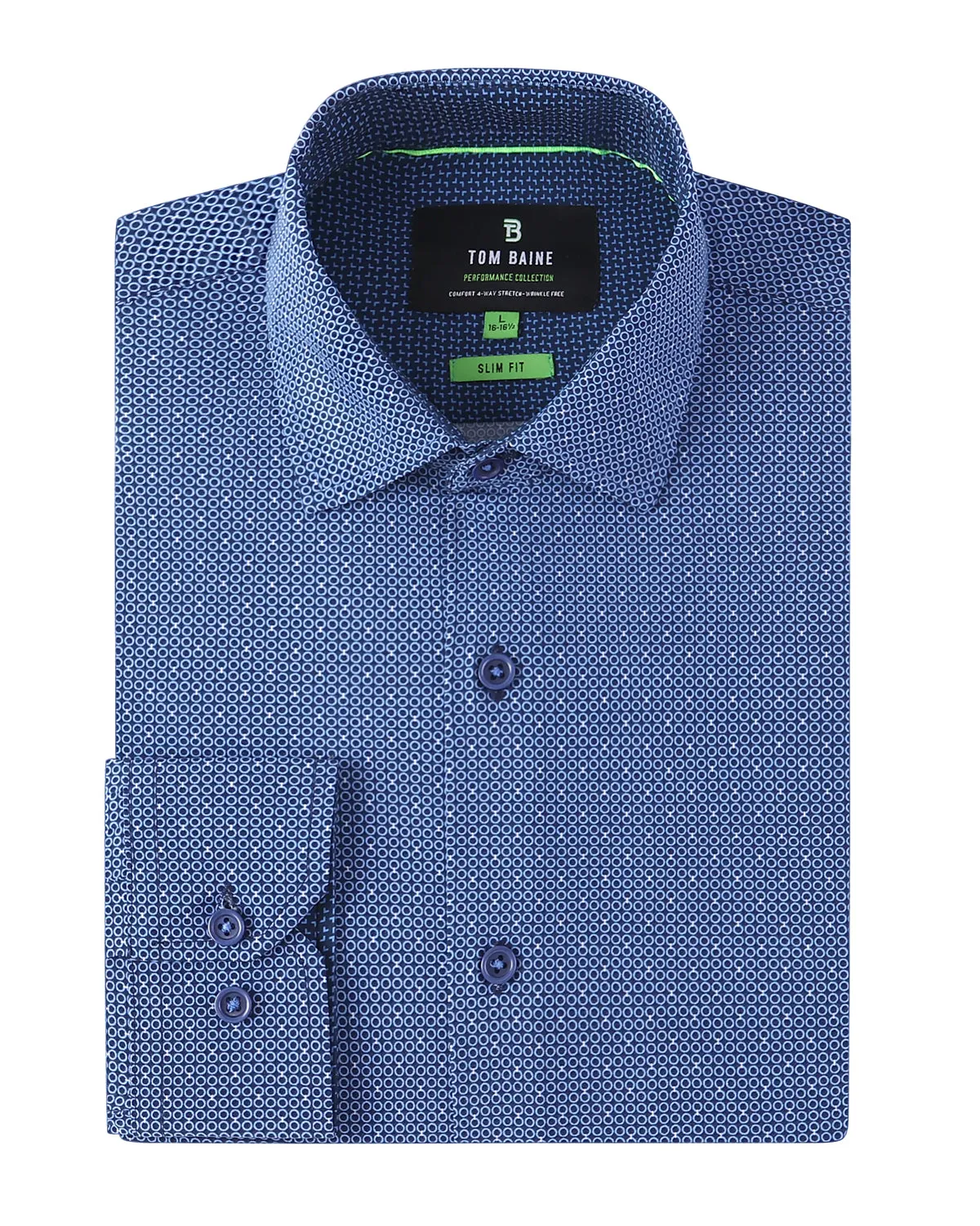 Slim Fit Performance Stretch Button-Up Shirt Navy Blue TB126