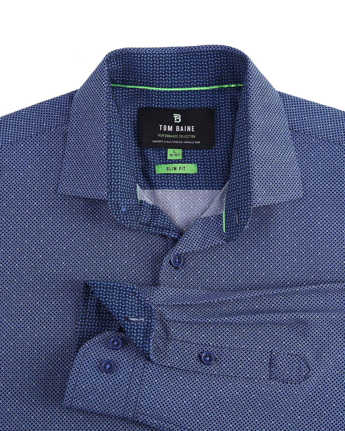 Slim Fit Performance Stretch Button-Up Shirt Navy Blue TB126