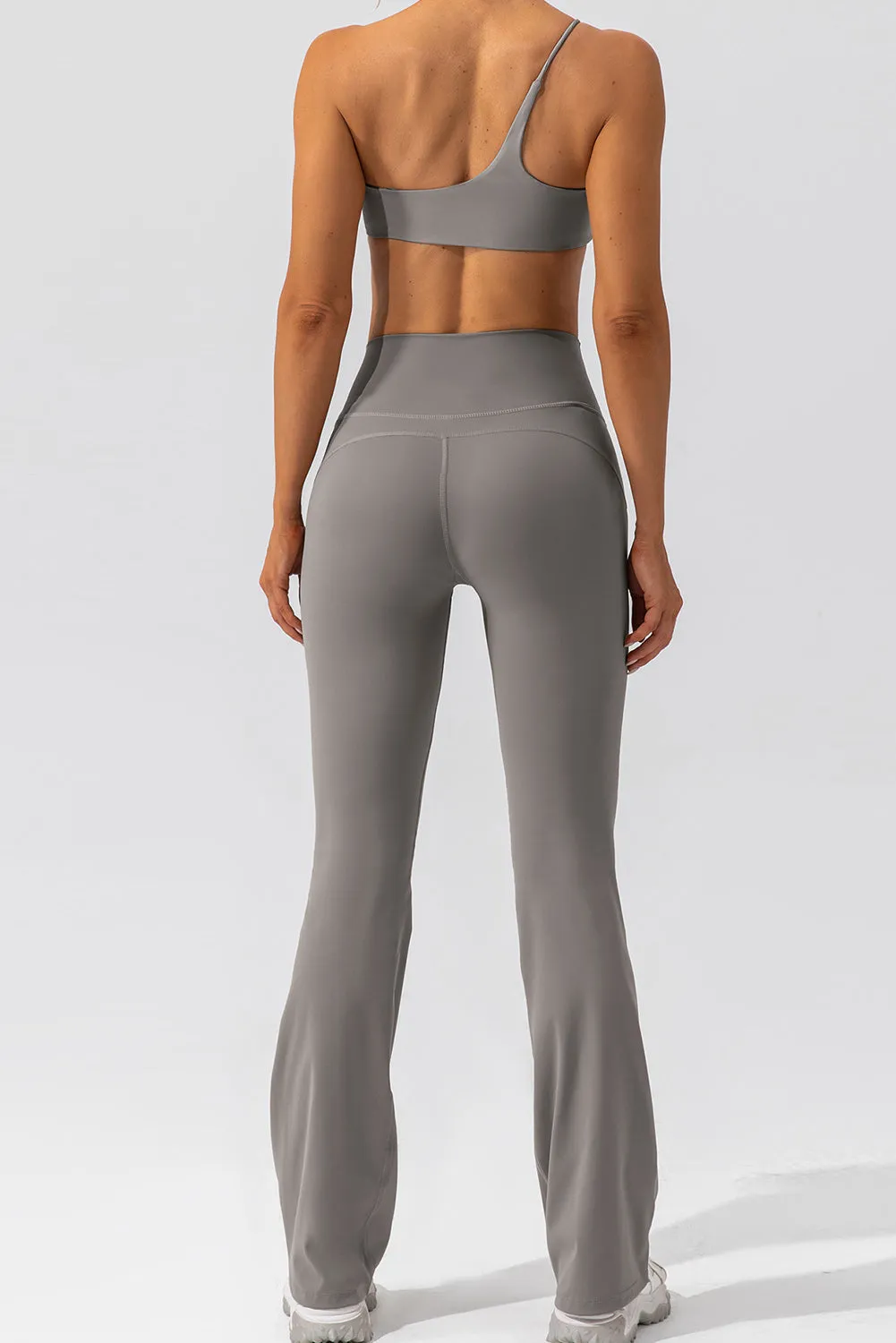 Solid Criss Cross High Waist Flared Yoga Pants