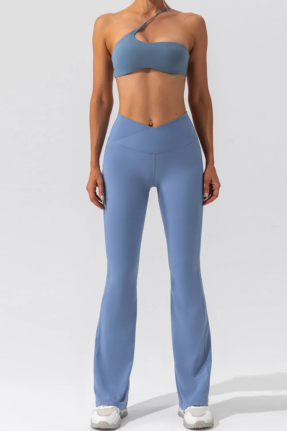 Solid Criss Cross High Waist Flared Yoga Pants
