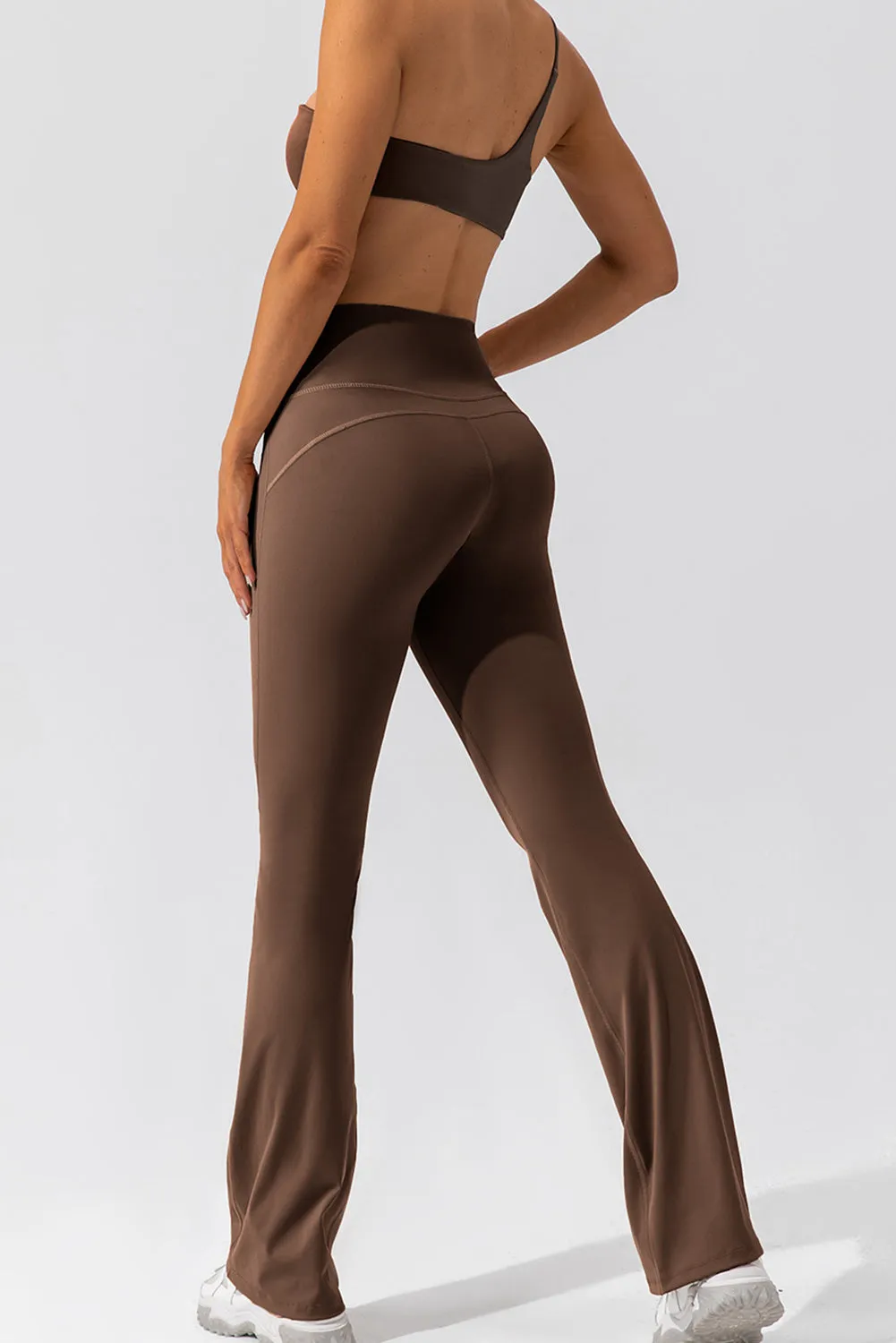 Solid Criss Cross High Waist Flared Yoga Pants