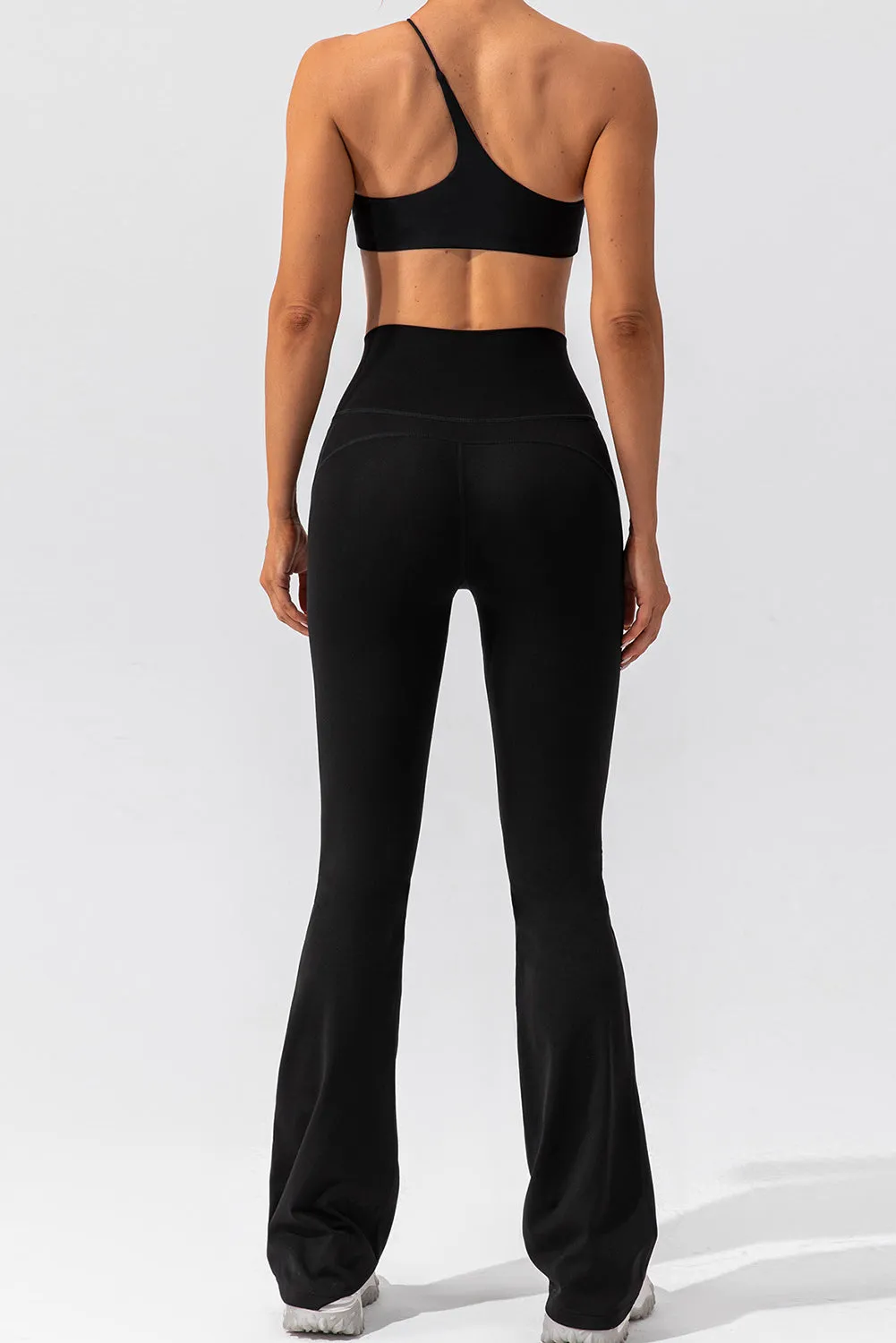 Solid Criss Cross High Waist Flared Yoga Pants